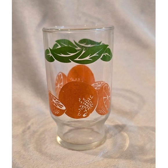 Vintage Juice Glass‎ Orange Fruit Print Vintage Kitchen Decor Barware Drinkware - Picture 1 of 4